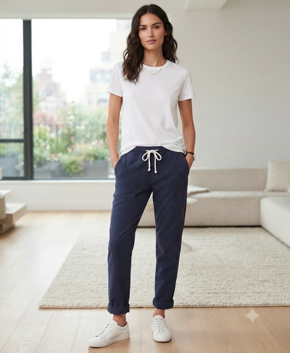 Standard James Perse Navy Blue Cotton Drawstring Utility Jogger Pants Size 2 M